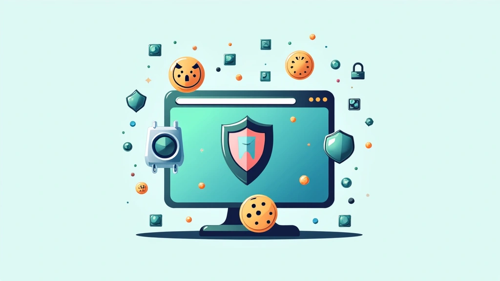 Illustration of various cookies and digital privacy icons