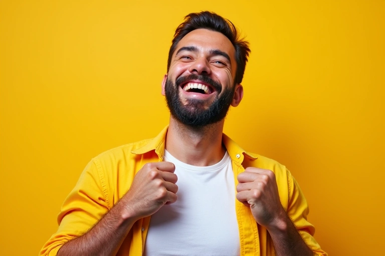 Man feeling energetic after taking supplements, vibrant and active.