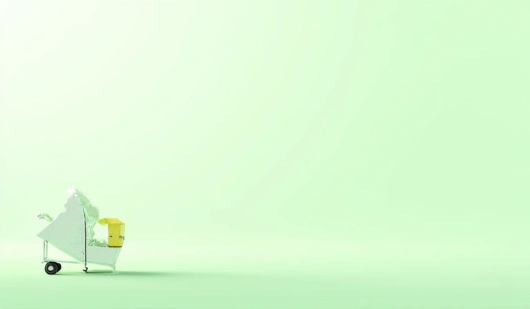 Minimalistic image representing a shopping cart, abstract green and white, no text.