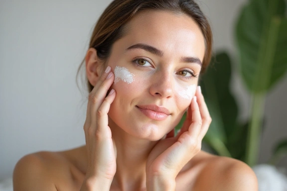 Woman applying face cream
